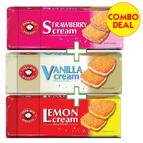 Combo Deal - Casa Cream Biscuits  (Strawbery, Vanilla, Lemon) Any 3