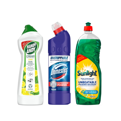 Combo Deal Handy Andy 750ml + Domestos 750ml + SunlightDishwashing liquid 750ml