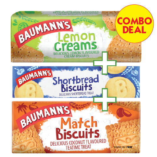 Combo Deal - Baumann's Match Biscuits 180g, Shortbread 160g & Lemon Creams 200g - All 3
