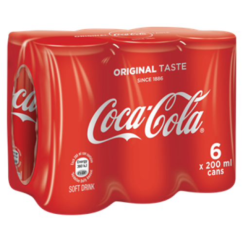 Coca-Cola Original Soft Drink Cans 6x200ml