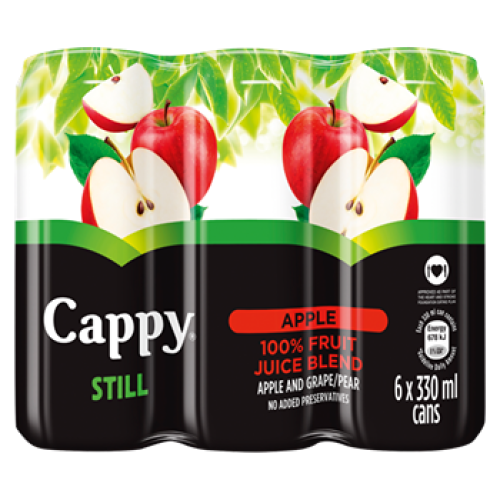 Cappy Still 100% Apple Fruit Juice Blend Cans 6x330ml