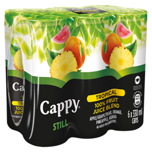 Cappy Still 100% Fruit Tropical Juice Blend Cans 6x330ml