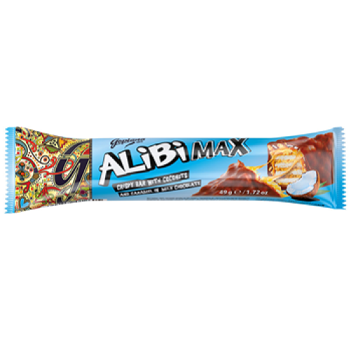 Alibi Max with Rice Crisps and Coconut in Milk Chocolate Bar 49g