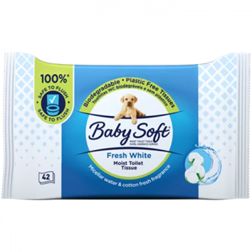 Baby Soft Fresh White Toilet Tissue Wipes 42's