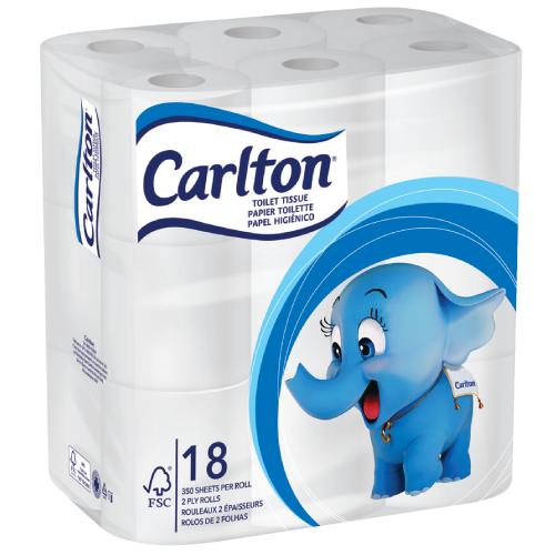 Carlton Toilet Paper 2ply 350 Sheets 18's