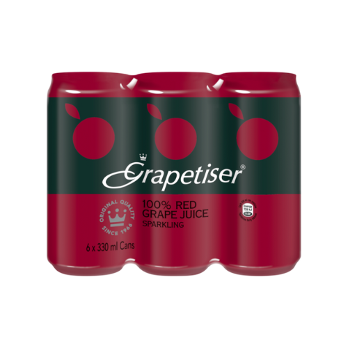 Grapetiser 100% Sparkling Red Grape Juice Cans 6x330ml