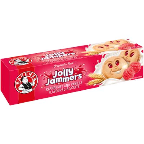 Bakers Jolly Jammers Raspberry & Vanilla Flavoured Biscuits 200g