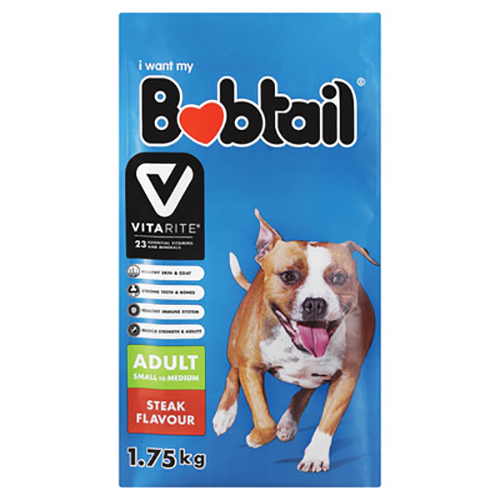 Bobtail Dog Food Chunks Small Medium Mini Steak 1.75kg