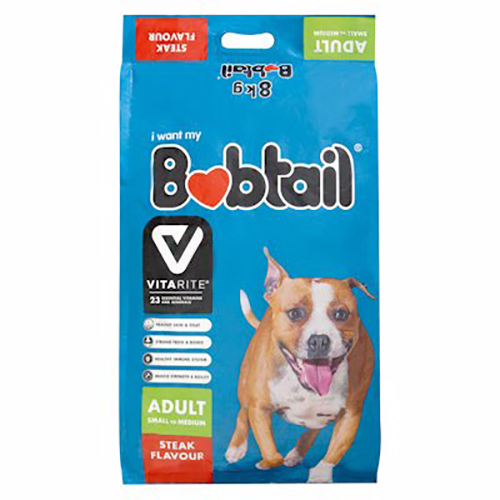 Bobtail Dog Food Chunks Small Adult Mini Steak 8kg