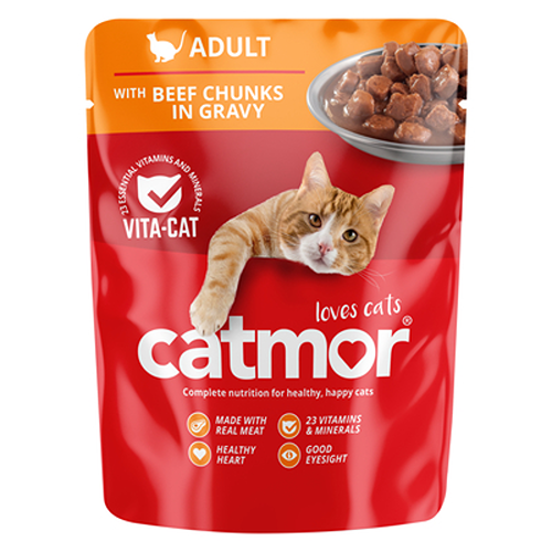 Catmor Cat Food Adult Beef Chunks in Gravy 70g