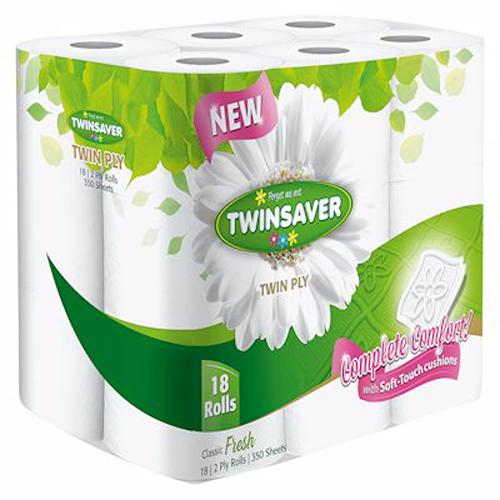 Twinsaver Luxury White Twin Ply Toilet Paper 18's