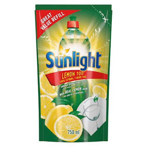 Sunlight Regular Dishwashing Liquid Pouch Refill 750ml