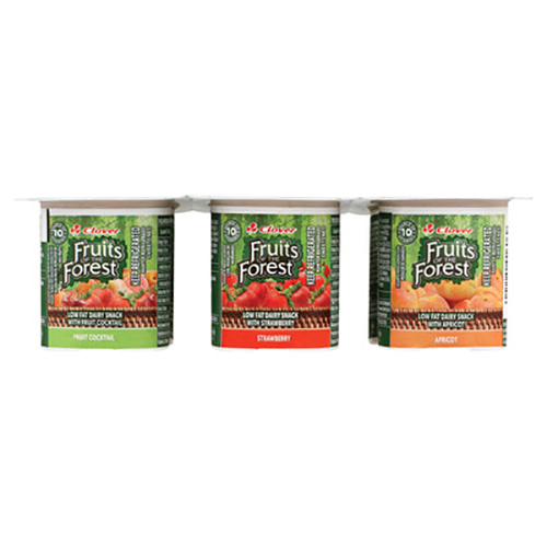 Clover Fruits of the Forest Dairy Snack Fruit Cocktail, Strawberry & Apricot 6s