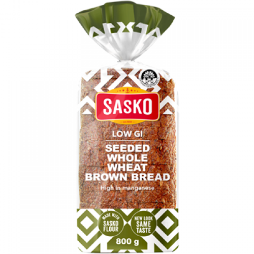 Sasko Low G.I Dumpy Seeded Whole Wheat Brown Bread 800g