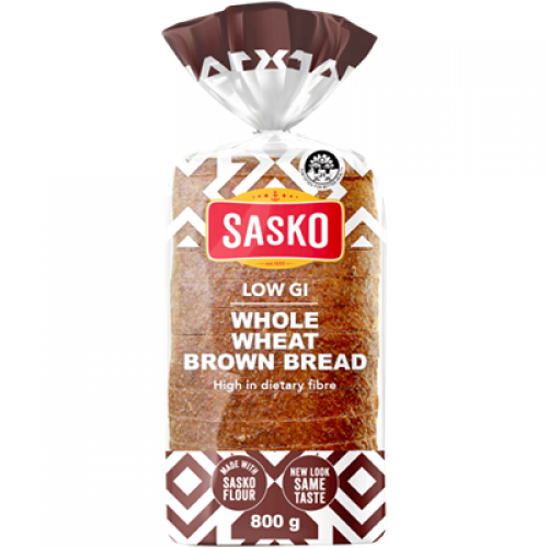 Sasko Low G.I Dumpy Wholewheat Brown Bread 800g