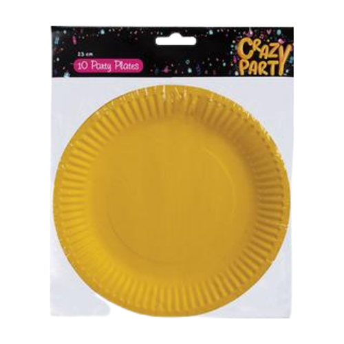 Crazy Party Plates Yellow 23cm 10's