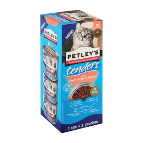 Petley's Tenders Ocean Fish & Salmon Adult Wet Cat Food 3x185g