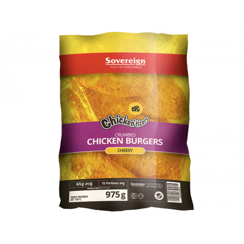 Sovereign Foods Chicken'tizers Crumbed Cheesy Chicken Burgers 975g