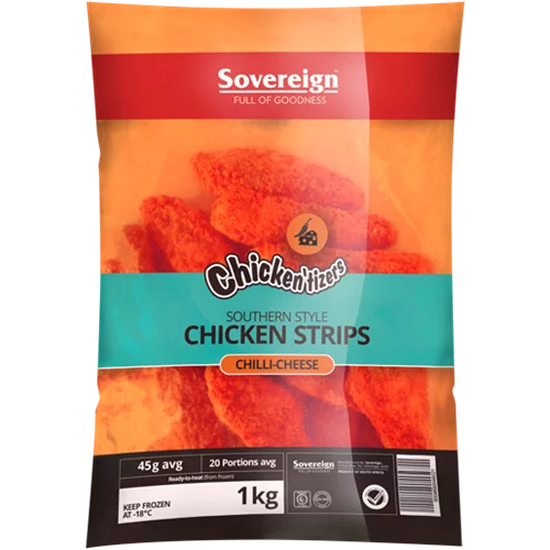 Sovereign Chicken'Tizers Chilli Cheese Chicken Strips 1kg