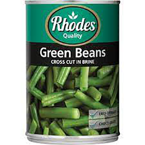 Rhodes Green Cross Cut Beans in Brine 410g