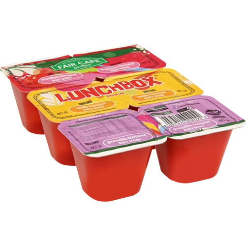 Fair Cape Lunchbox Sweetened Strawberry-Vanilla-Granadilla Yoghurt 6x80g