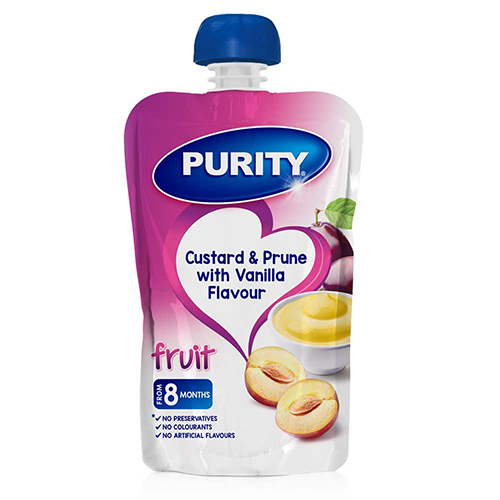 Purity Pouch Fruit Puree Vanilla Custard and Prune 110ml 8 Months+