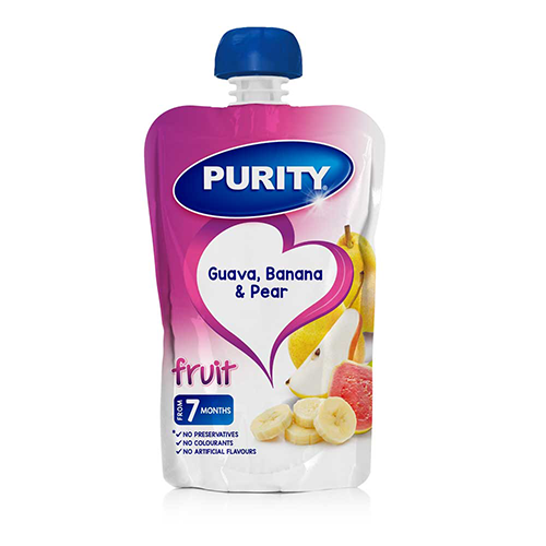 Purity Pouch Pear, Banana & Guava Fruit Puree 100ml