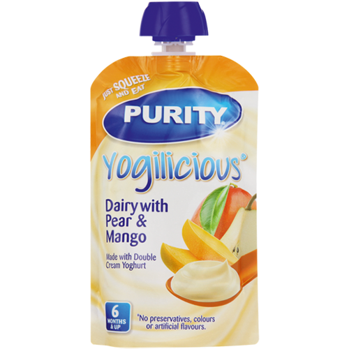 Purity Pouch Dairy with Pear & Mango 110ml from 6 Months