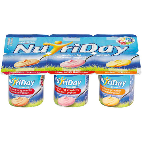 Danone Nutriday Smooth Strawberry, Granadilla & Apricot Yoghurt 6x100g