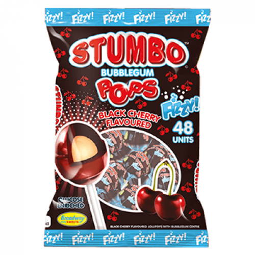 Stumbo Black Cherry Fizzy Lollipops 48's