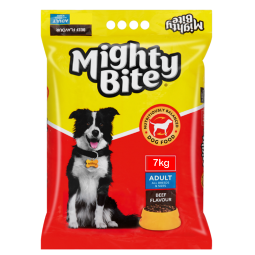 Mighty Bite Beef Flavoured Adult Dog Food 7kg