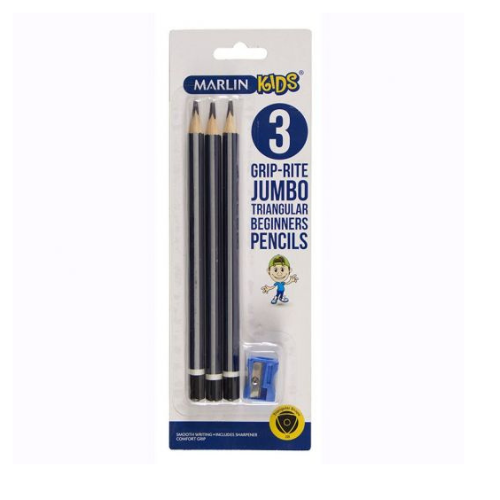 Marlin Grip-rite Jumbo Triangular Biginner Pencils 3s