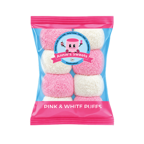 Annies Mini Pink & White Puffs 60g