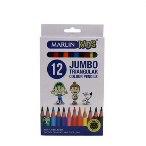 Marlin Kids Jumbo Triangular Colour Pencil Crayons 12s