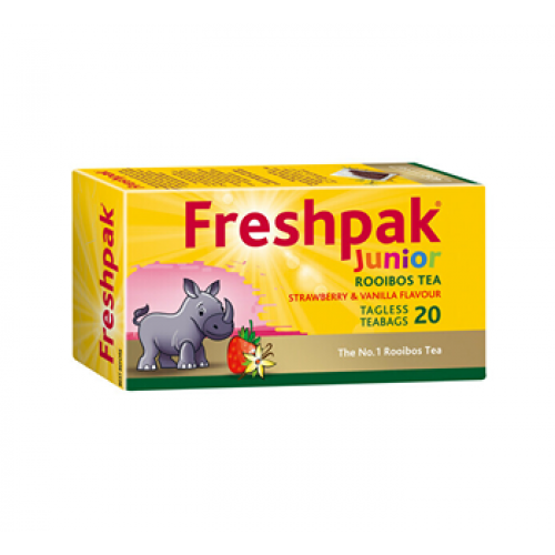 Freshpak Junior Strawberry & Vanilla Flavoured Rooibos Tagless Teabags 20's