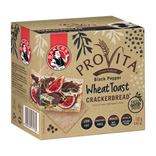 Bakers Provita Crackerbread Black Pepper Wheat Toast 125g