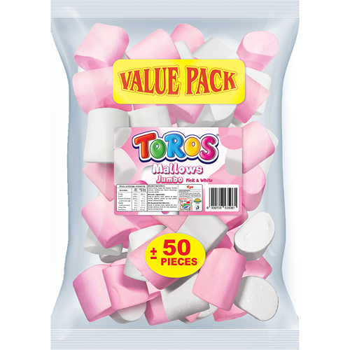 Toros Mallows Jumbo Pink & White Value Pack 50's