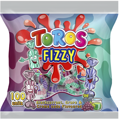 Toros Fizzy Blackcurrant, Grape & Creme Soda Flavoured Candy 100's