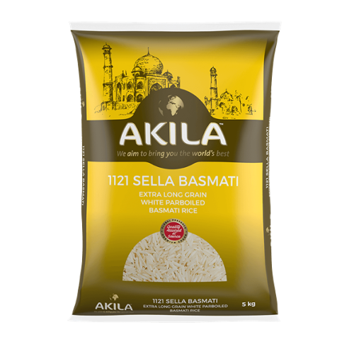 Akila 1121 Sella Basmati Extra Long Grain White Rice 5kg