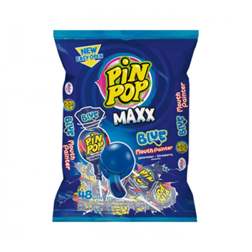 Pin Pop Maxx Blue Mouth Painter Lollipops 48's