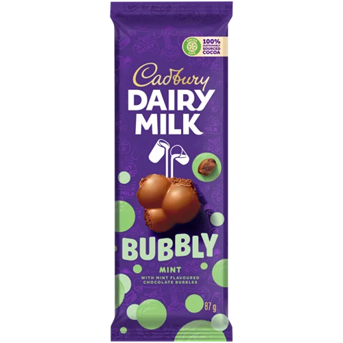 Cadbury Dairy Milk Bubbly Mint Chocolate Slab 87g