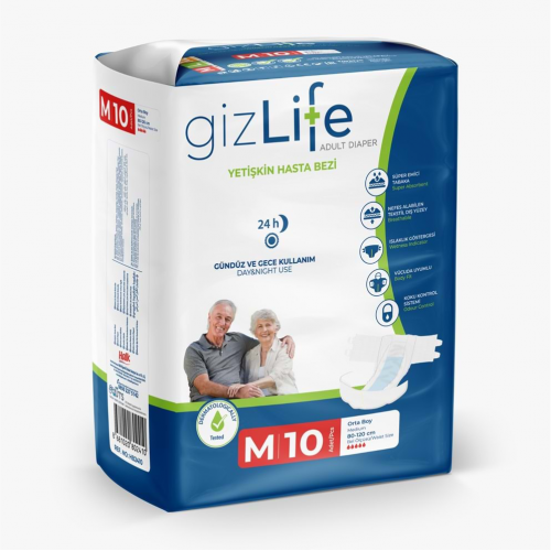 Gizlife Adult Diapers Medium  10's