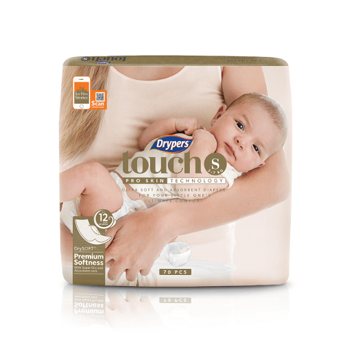 Drypers Touch Size Small (3-7 kgs) 70's Drypers Touch Size Small (3-7 kgs) 70's